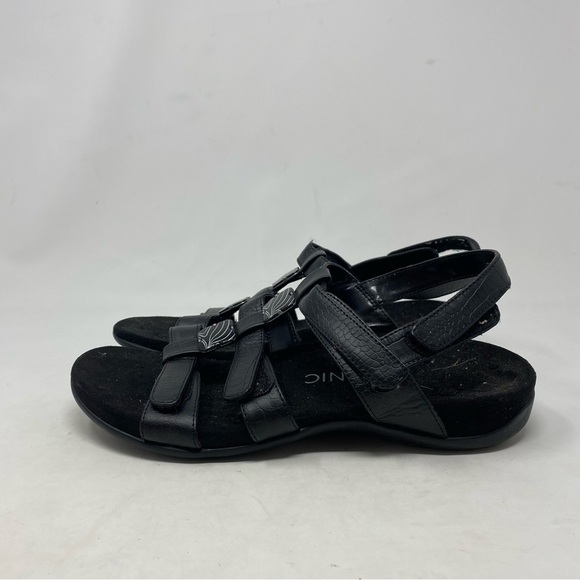 Vionic Women’s Amber Beaded Snake Embossed Leather Black Comfort Sandals Size 9 - Picture 2 of 7